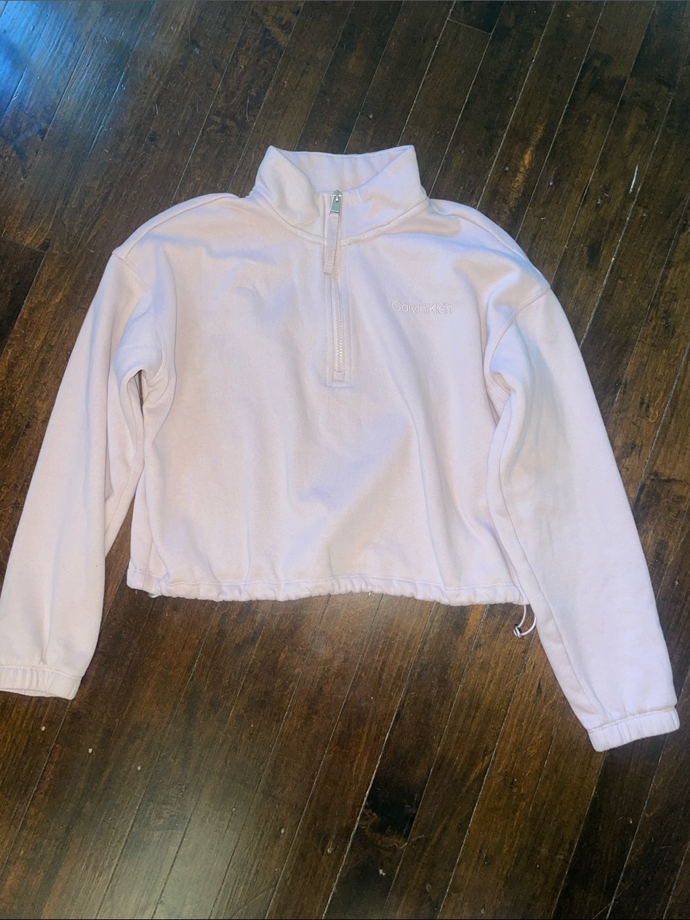 Calvin Klein Pale Pink Half-Zip Cropped Pullover